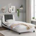Rama łóżka z zagłówkiem, biało-czarna, 90x200cm, sztuczna skóra Lumarko!