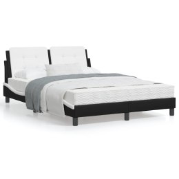 Łóżko z materacem, czarno-białe, 140x200 cm, sztuczna skóra Lumarko!