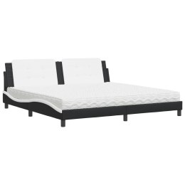 Łóżko z materacem, czarno-białe, 200x200 cm, sztuczna skóra Lumarko!