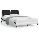 Rama łóżka z zagłówkiem, biało-czarna, 120x200 cm, ekoskóra Lumarko!