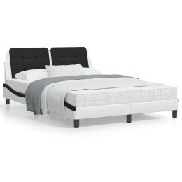 VidaXL Rama łóżka z zagłówkiem, biało-czarna, 120x200 cm, ekoskóra