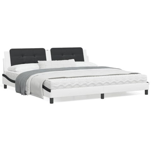 VidaXL Rama łóżka z zagłówkiem, biało-czarna, 200x200 cm, ekoskóra