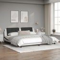 Rama łóżka z zagłówkiem, biało-czarna, 200x200 cm, ekoskóra Lumarko!
