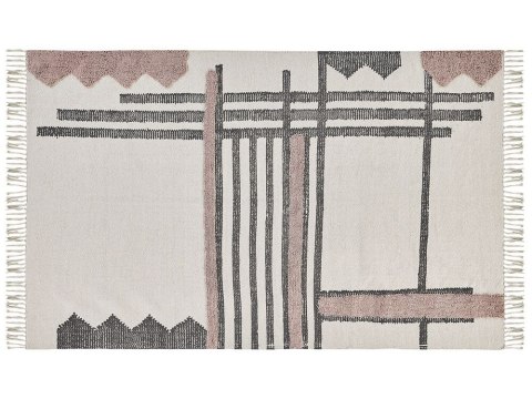 Dywan bawełniany 140 x 200 cm beżowo-czarny MURADIYE