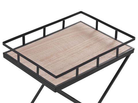 Metalowy wózek kuchenny jasne drewno z czarnym LEOTI