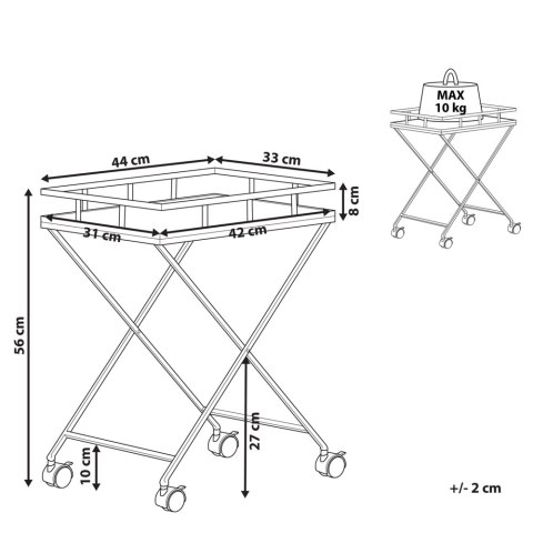 Metalowy wózek kuchenny jasne drewno z czarnym LEOTI