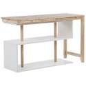 Rozkładane biurko z regałem 120 x 45 cm jasne drewno i biały CHANDLER
