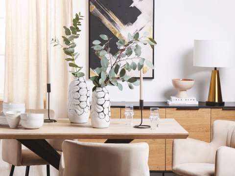 Kamionka Wazon dekoracyjny 28 Biały Srebrny CENABUM