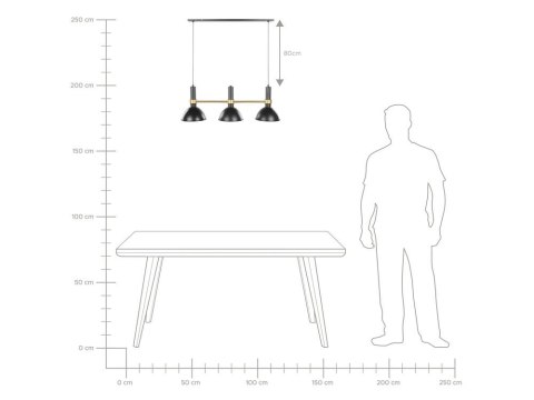Lampa wisząca 3-punktowa metalowa czarno-złota BELES
