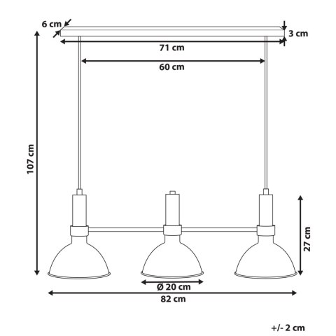 Lampa wisząca 3-punktowa metalowa czarno-złota BELES