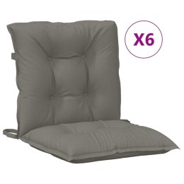 VidaXL Poduszki na krzesła z niskim oparciem, 6 szt., ciemnoszare