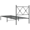 VidaXL Metalowa rama łóżka z wezgłowiem, czarna, 75x190 cm