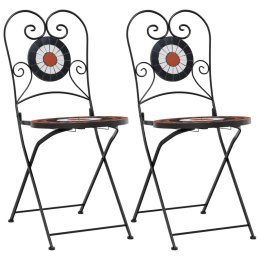 VidaXL Składane krzesła bistro, 2 szt,. terakotowo-białe, ceramiczne