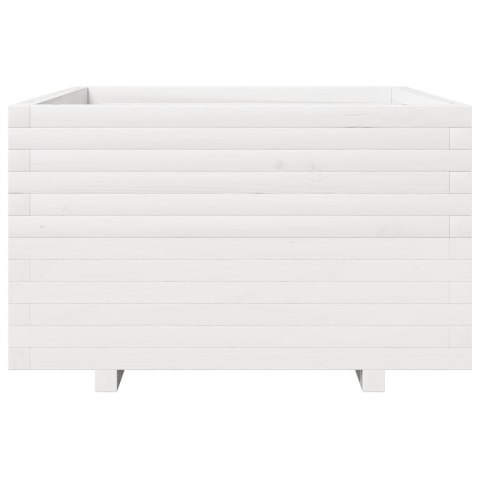 VidaXL Donica ogrodowa, biała, 80x80x49,5 cm, lite drewno sosnowe