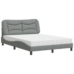 Łóżko z materacem, jasnoszare, 140x200 cm, obite tkaniną Lumarko!