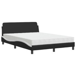 Łóżko z materacem, czarno-białe, 120x200 cm, sztuczna skóra Lumarko!