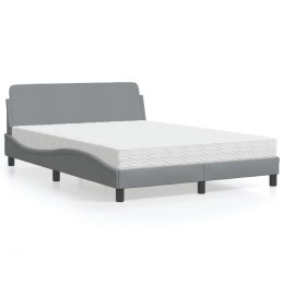 Łóżko z materacem, jasnoszare, 140x200 cm, obite tkaniną Lumarko!