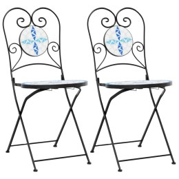Składane krzesła bistro, 2 szt,. niebiesko-białe, ceramiczne Lumarko!