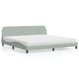 Łóżko z materacem, jasnoszare, 200x200 cm, aksamit Lumarko!