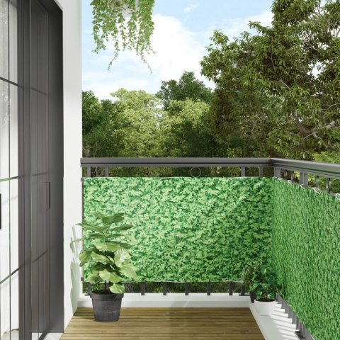 VidaXL Osłona na ogrodzenie, zielona, wzór roślin, 1000x75 cm, PVC