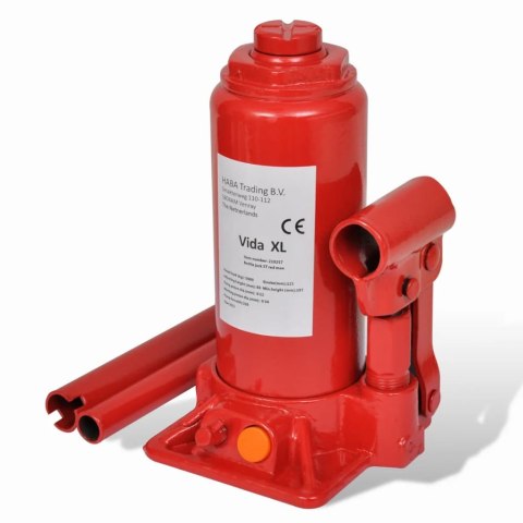 VidaXL Podnośnik hydrauliczny, butelkowy, 5 ton, czerwony