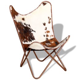 Krzesło motyl, brązowo-białe, prawdziwa skóra bydlęca Lumarko!