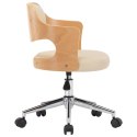 VidaXL Obrotowe krzesło biurowe, kremowe, gięte drewno i ekoskóra