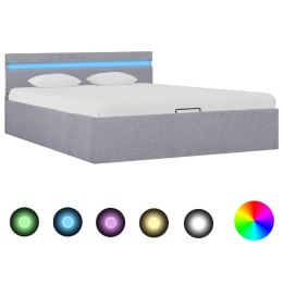 VidaXL Rama łóżka, podnośnik i LED, jasnoszara, tkanina, 120 x 200 cm