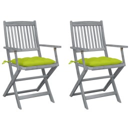 Składane krzesła ogrodowe, 2 szt., z poduszkami, akacjowe Lumarko!