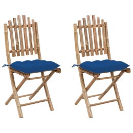 VidaXL Składane krzesła ogrodowe z poduszkami, 2 szt., bambusowe