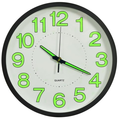 Fluorescencyjny zegar ścienny, czarny, 30 cm Lumarko!