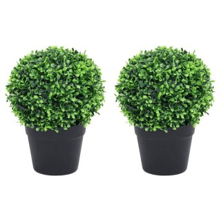 Kule ze sztucznego bukszpanu w doniczce, 2 szt., zielone, 32 cm