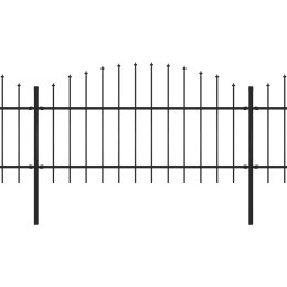 VidaXL Panele ogrodzeniowe z grotami, stal, (1-1,25) x 6,8 m, czarne