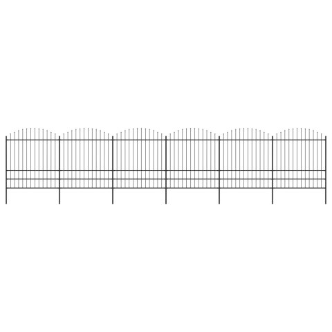 VidaXL Panele ogrodzeniowe z grotami, stal, (1,75-2) x 10,2 m, czarne