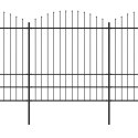 VidaXL Panele ogrodzeniowe z grotami, stal, (1,75-2) x 10,2 m, czarne