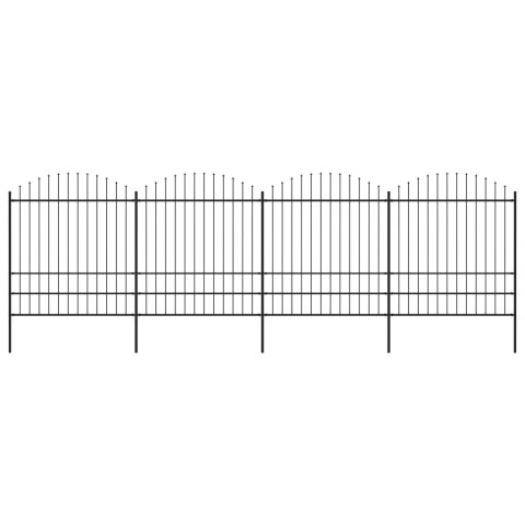 VidaXL Panele ogrodzeniowe z grotami, stal, (1,75-2) x 6,8 m, czarne