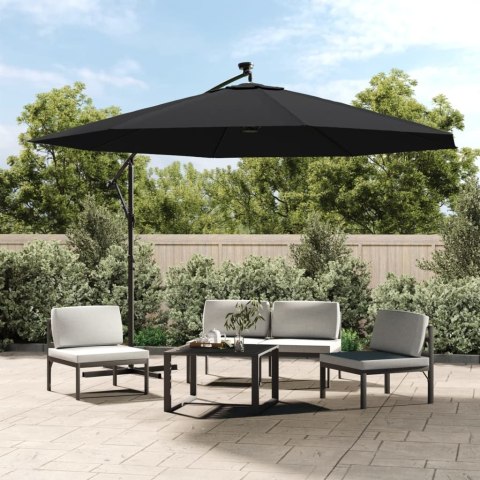 VidaXL Parasol wiszący z lampkami LED, czarny, 350 cm