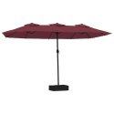 Podwójny parasol ogrodowy z LED, bordowy, 449x245 cm Lumarko!