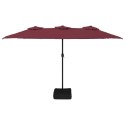 Podwójny parasol ogrodowy z LED, bordowy, 449x245 cm Lumarko!