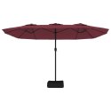 VidaXL Podwójny parasol ogrodowy z LED, bordowy, 449x245 cm