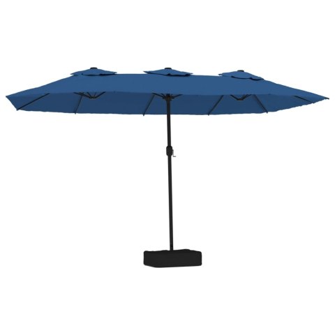 VidaXL Podwójny parasol ogrodowy z LED, niebieski, 449x245 cm