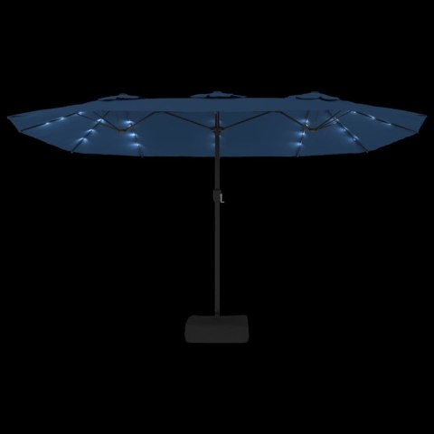 VidaXL Podwójny parasol ogrodowy z LED, niebieski, 449x245 cm