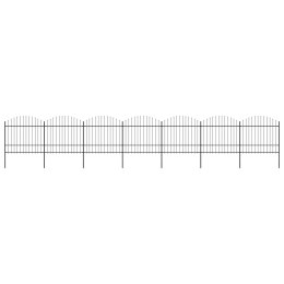 VidaXL Panele ogrodzeniowe z grotami, stal, (1,5-1,75)x11,9 m, czarne