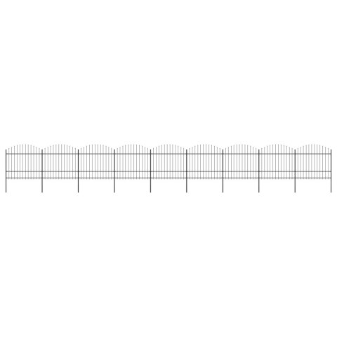 VidaXL Panele ogrodzeniowe z grotami, stal, (1,5-1,75) x 15,3 m, czarne