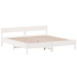 VidaXL Rama łóżka z zagłówkiem, biała, 180x200 cm, sosnowa