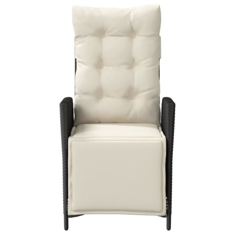 VidaXL Rozkładane fotele ogrodowe z podnóżkiem, 2 szt., czarne