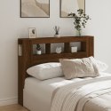 VidaXL Wezgłowie łóżka z LED, brązowy dąb, 140x18,5x103,5 cm