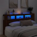 VidaXL Wezgłowie łóżka z LED, brązowy dąb, 200x18,5x103,5 cm
