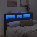 VidaXL Zagłówek z półkami i oświetleniem LED, czarny, 160x17x102 cm
