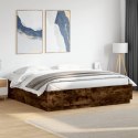 VidaXL Rama łóżka, przydymiony dąb, 200x200cm, materiał drewnopochodny